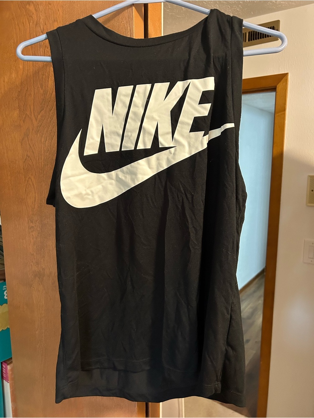 Nike Black Tee with White Logo and Red Tag